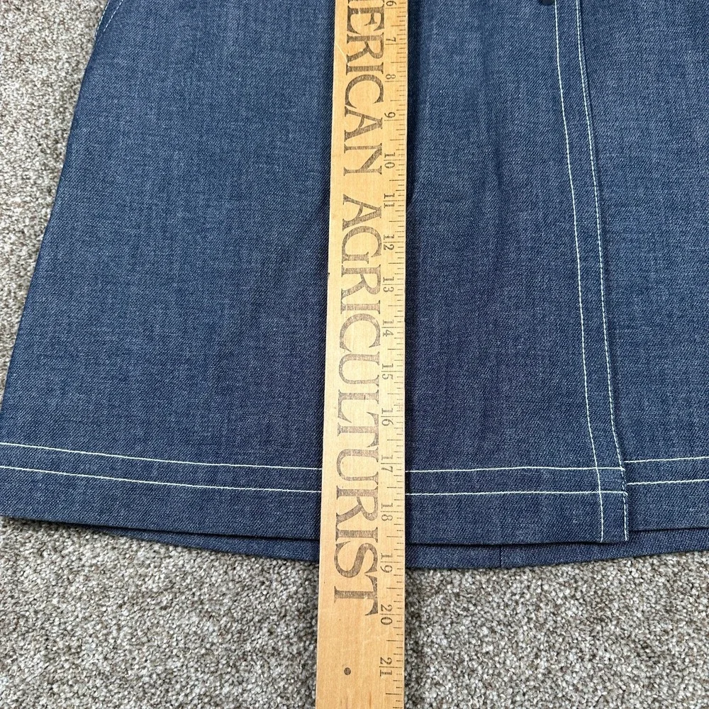 Ann Taylor Women's Blue Denim Faux Wrap‎ Lined A- Line Skirt Size 4P Petite
